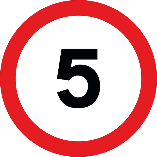 5mph Sign - 3mm Aluminium sign 400mm x 400mm, Qty1, indoor and outdoor